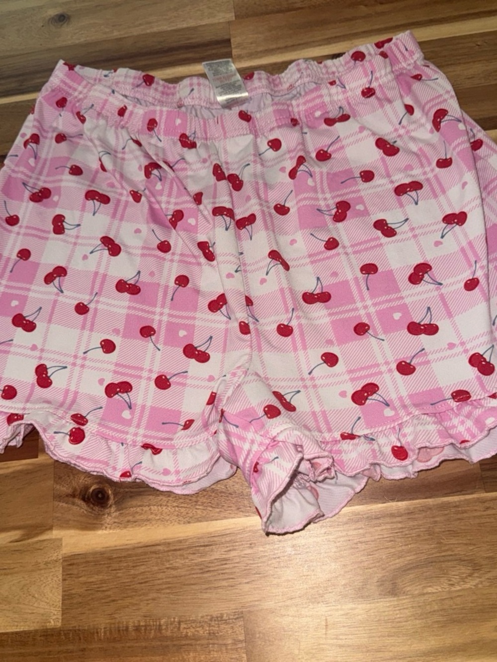 Pink Cherry Plaid Short Pajama Set - Women's Sleepwear - Picture 5 of 6